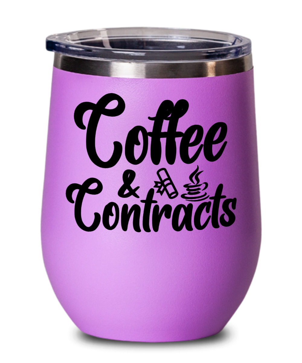 Realtor Gifts Coffee And Contracts Birthday Christmas Gift Idea For Men Women Wine Glass