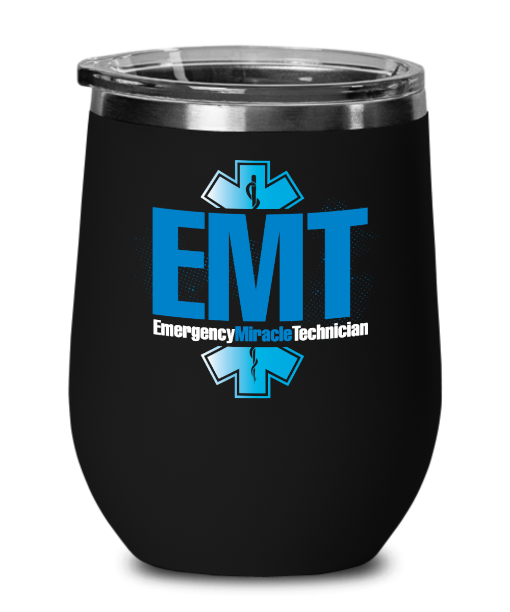 Emt Gifts Emergency Miracle Technician Birthday Christmas Gift Idea Wine Glass