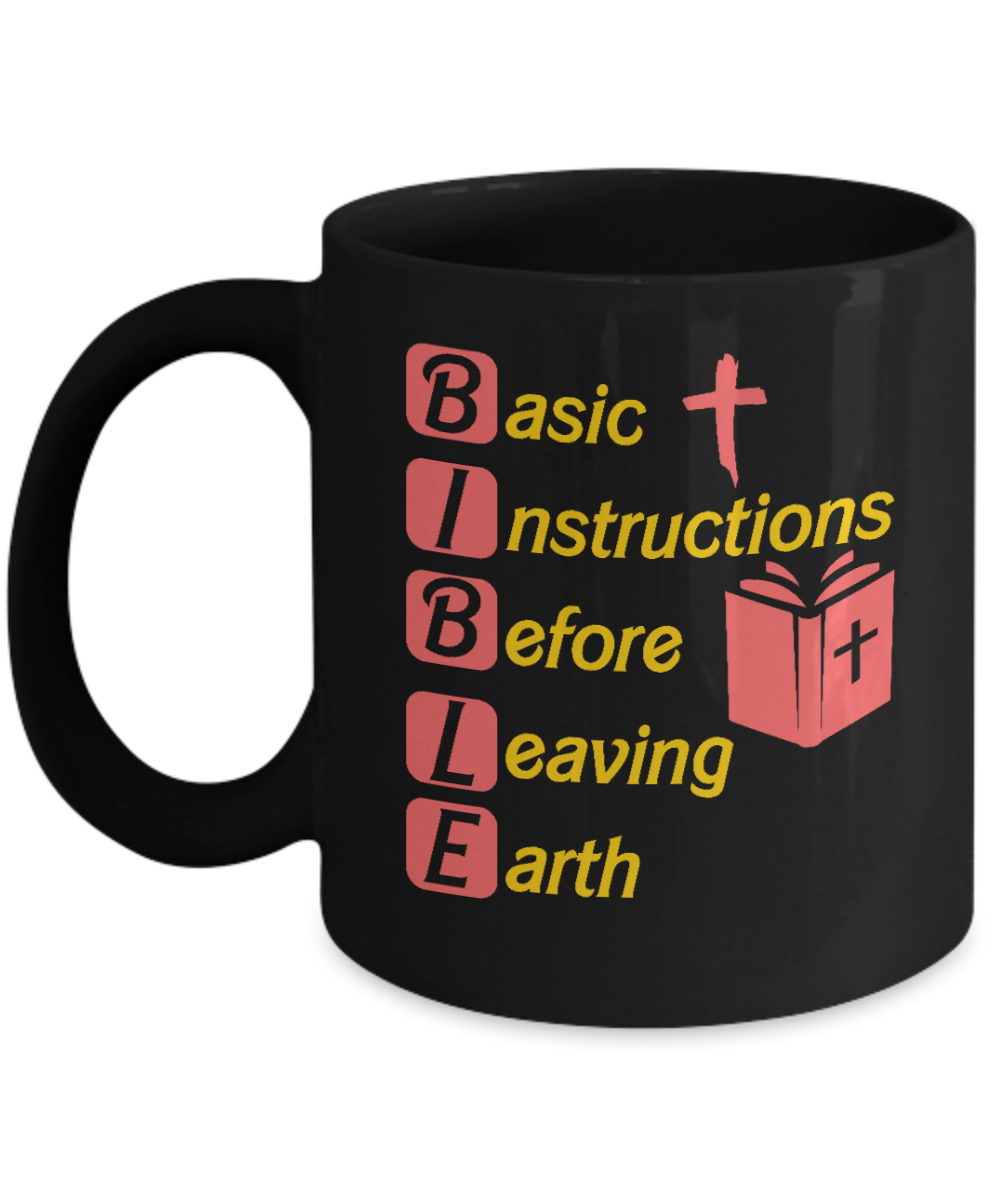 Christian Gifts Coffee Mug Bible Basic Instructions Before Leaving Earth Birthday Christmas Gift Idea For Men Women 11 oz or 15 oz