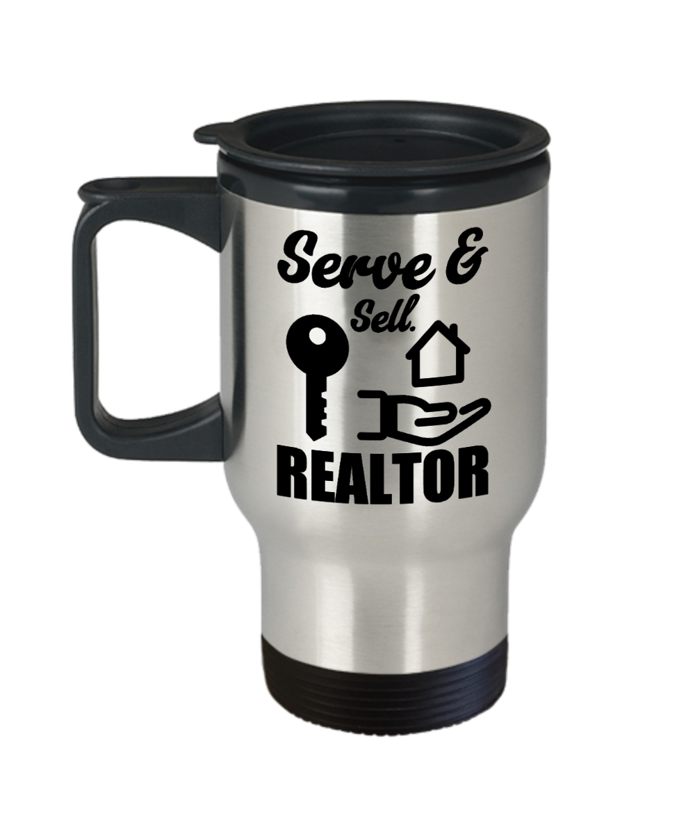 Realtor Gifts Serve And Sell Realtor Birthday Christmas Gift Idea For Men Women Travel Mug