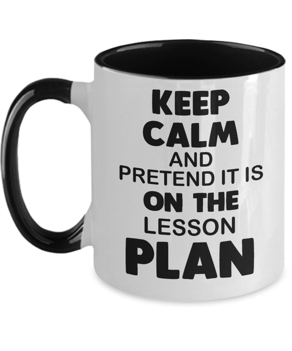 Teacher Gifts Keep Calm And Pretend Birthday Christmas Gift Idea Two Tone Coffee Mug 11oz