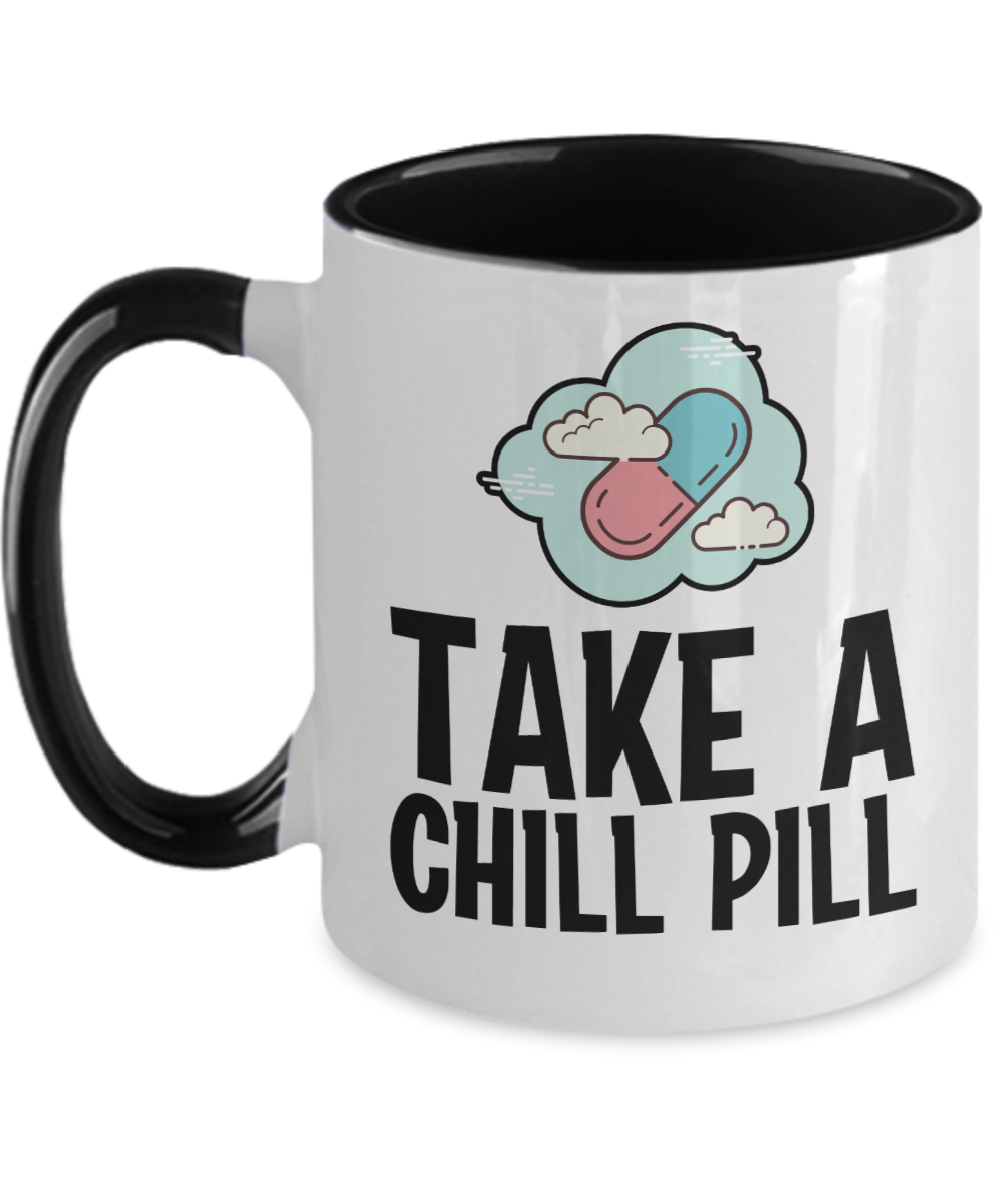 Pharmacist Gifts Take A Chill Pill Birthday Christmas Gift Idea For Men Women Two Tone Coffee Mug 11oz