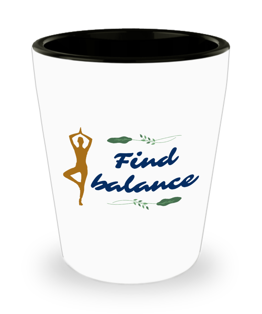 Yoga Gifts Find Balance Birthday Christmas Gift Idea For Men Women Shot Glass