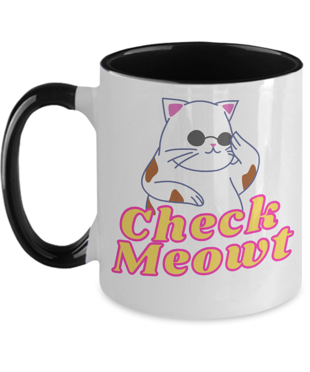 Cat Lovers Gifts Check Meowt Birthday Christmas Gift Idea Two Tone Coffee Mug 11oz