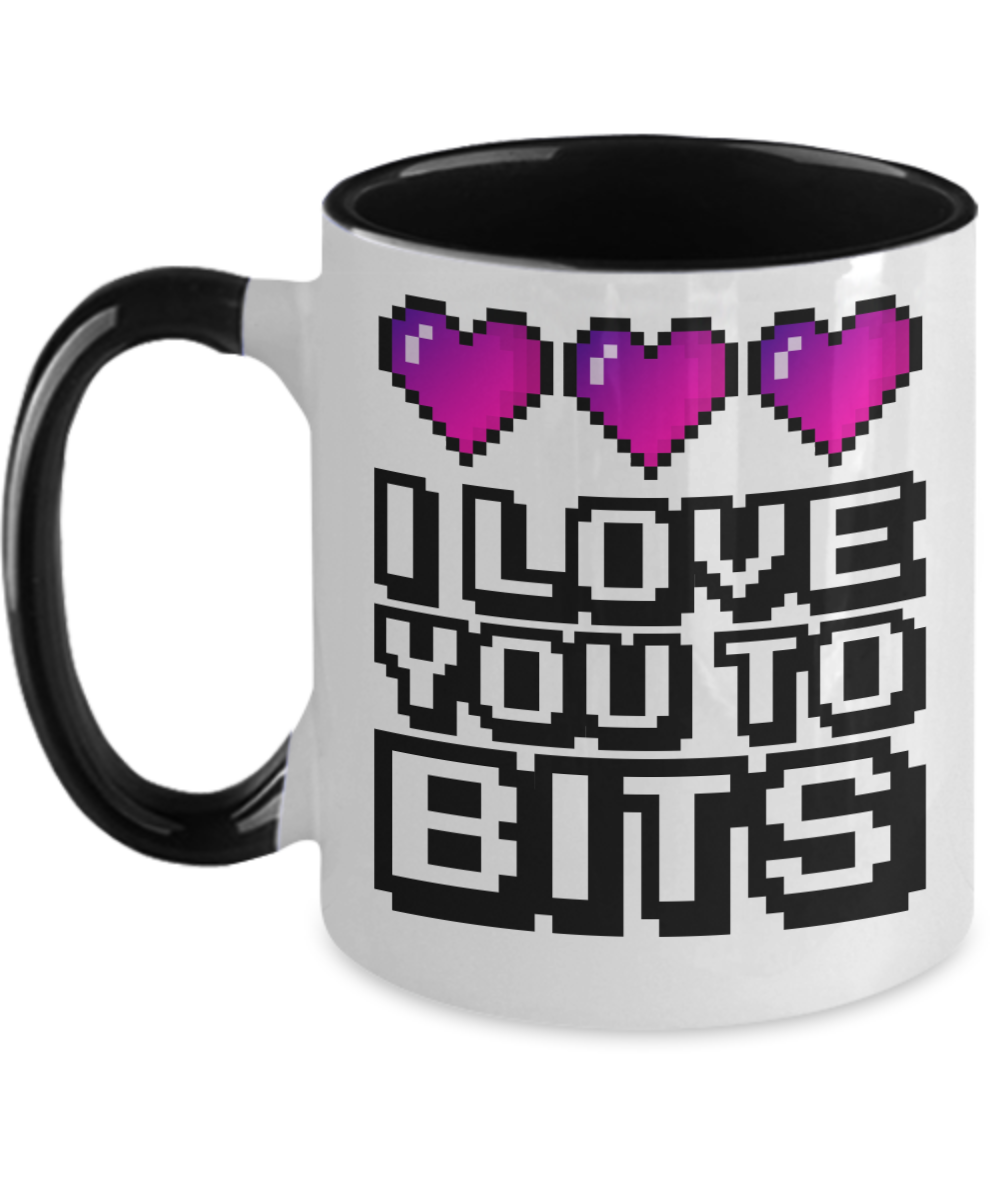 Computer Programming Gifts I Love You To Bits Birthday Christmas Gift Idea For Men Women Two Tone Coffee Mug 11oz