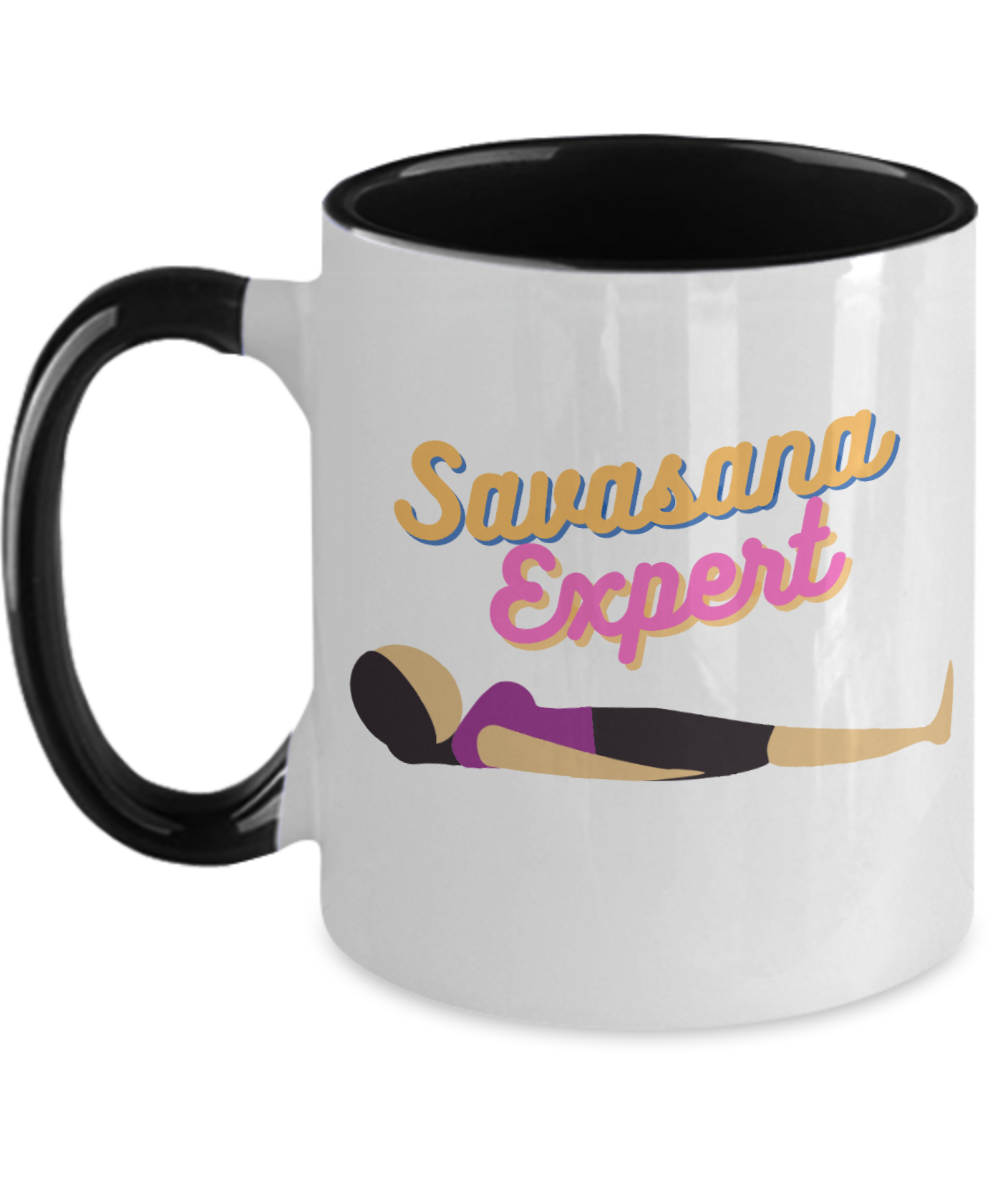 Yoga Gifts Savasana Expert Birthday Christmas Gift Idea For Women Two Tone Coffee Mug 11oz