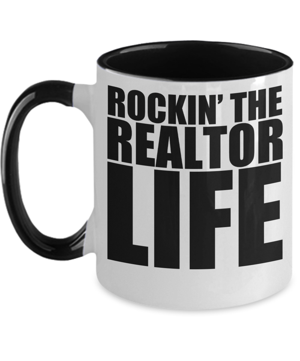 Realtor Gifts Rockin The Realtor Life Birthday Christmas Gift Idea Two Tone Coffee Mug 11oz