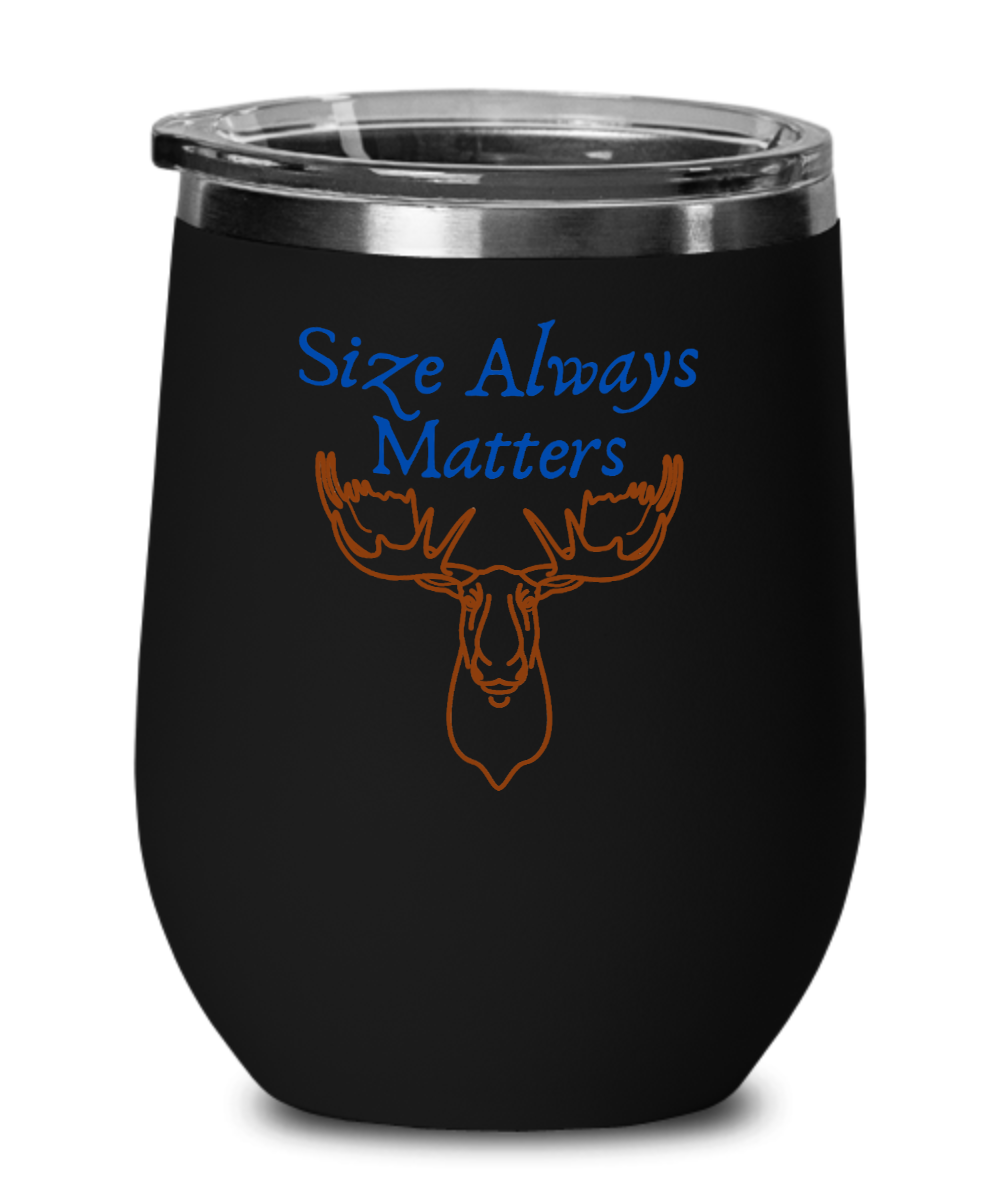 Hunting Gifts Size Always Matters Birthday Christmas Gift Idea For Men Women Wine Glass