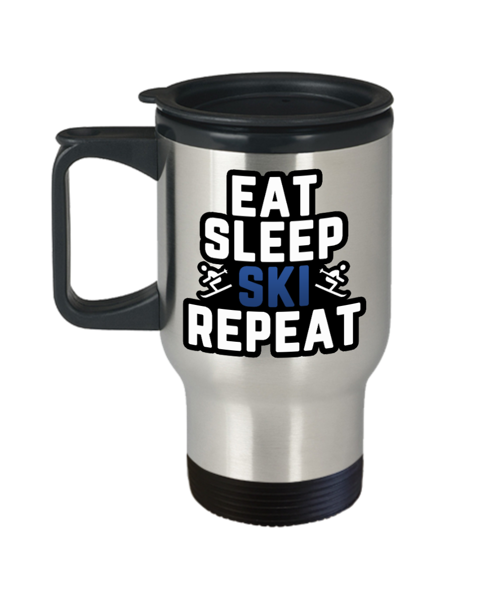 Skiing Gifts Eat Sleep Ski Repeat Birthday Christmas Gift Idea For Men Women Travel Mug