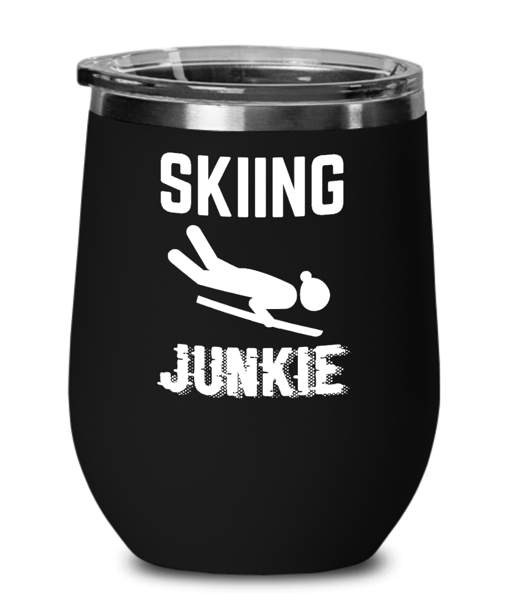 Skiing Gifts Skiing Junkie Birthday Christmas Gift Idea For Men Women Wine Glass