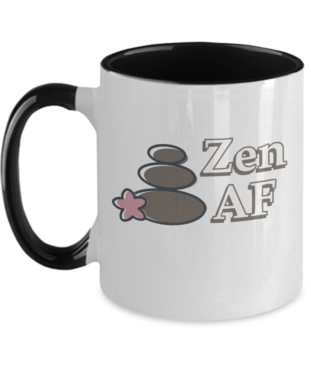 Yoga Gifts Zen Af Birthday Christmas Gift Idea Two Tone Coffee Mug 11oz