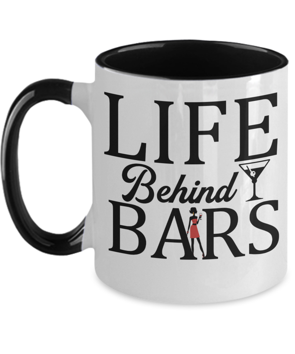 Bartender Gifts Life Behind Bars Birthday Christmas Gift Idea For Men Women Two Tone Coffee Mug 11oz