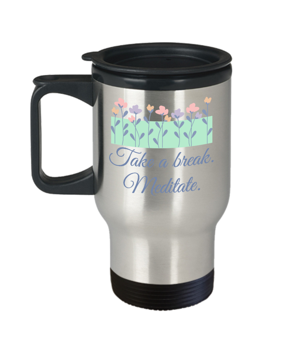 Yoga Gifts Take A Break Meditate Birthday Christmas Gift Idea For Men Women Travel Mug