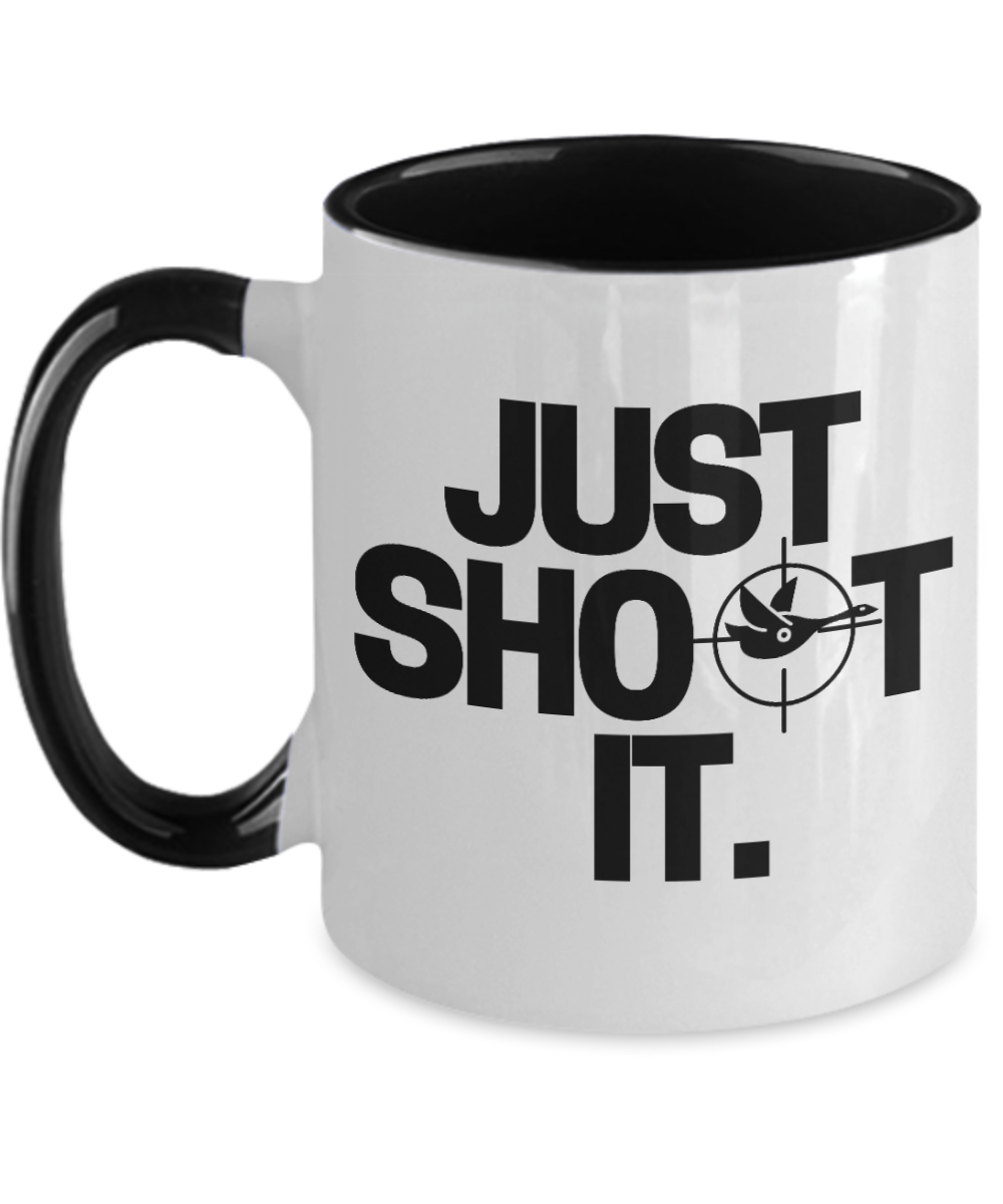 Hunting Gifts Just Shoot It Birthday Christmas Gift Idea Two Tone Red Coffee Mug 11oz