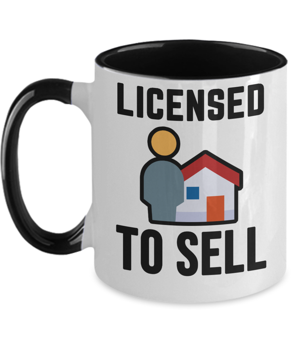 Realtor Gifts Licensed To Sell Birthday Christmas Gift Idea Two Tone Coffee Mug 11oz