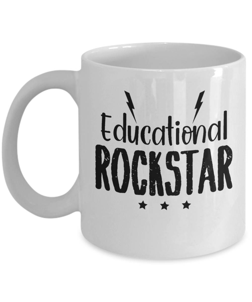 11 oz or 15 oz Coffee Mug - Educational Rockstar - Boyfriend, Girlfriend, Birthday, Funny, Novelty, Gift, Teacher