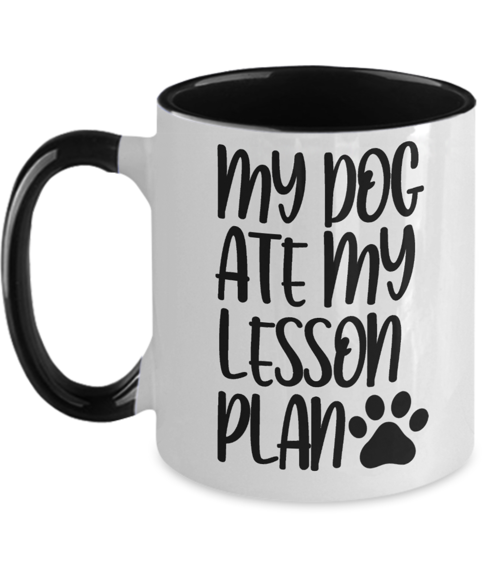 Teacher Gifts My Dog Ate Birthday Christmas Gift Idea Two Tone Coffee Mug 11oz