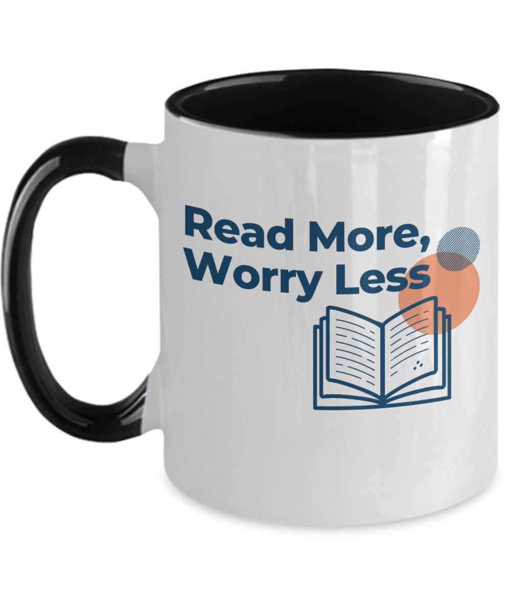 Librarian Gifts Read More Worry Less Birthday Christmas Gift Idea For Men Women Two Tone Coffee Mug 11oz