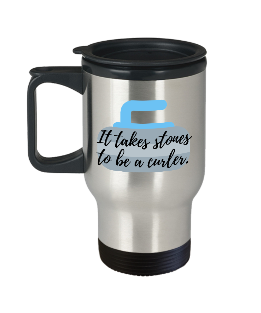 Curling Sport Gifts It Takes Stones Birthday Christmas Gift Idea For Men Women Travel Mug