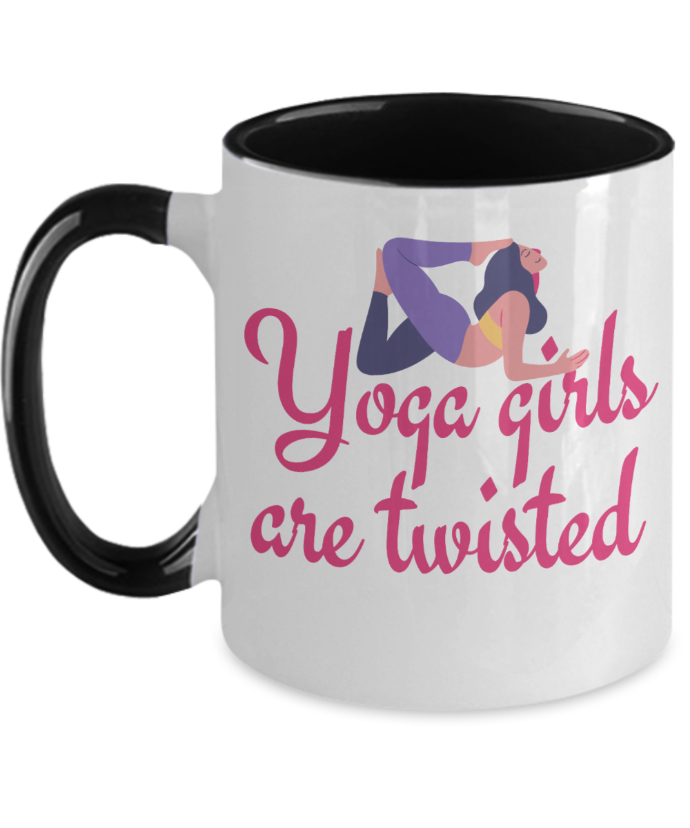 Yoga Gifts Yoga Girls Are Twisted Birthday Christmas Gift Idea Two Tone Coffee Mug 11oz