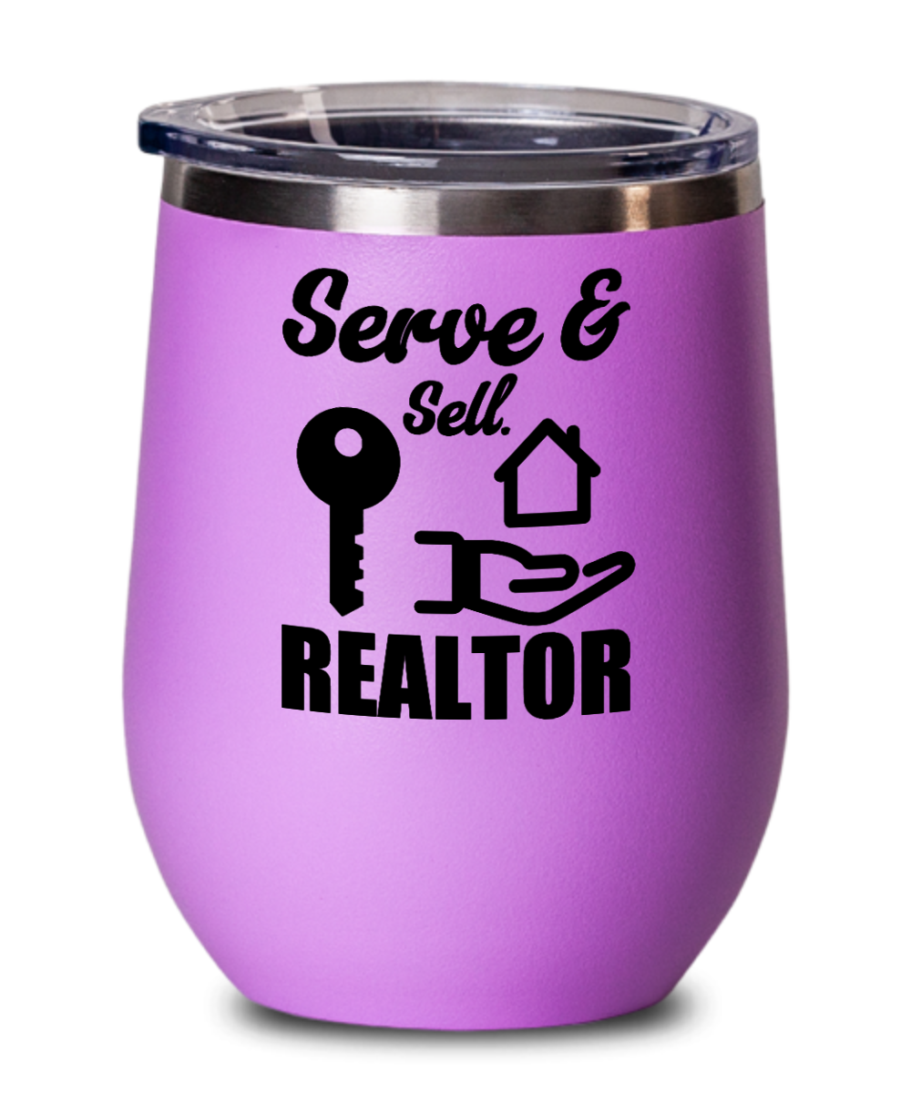 Realtor Gifts Serve And Sell Realtor Birthday Christmas Gift Idea For Men Women Wine Glass