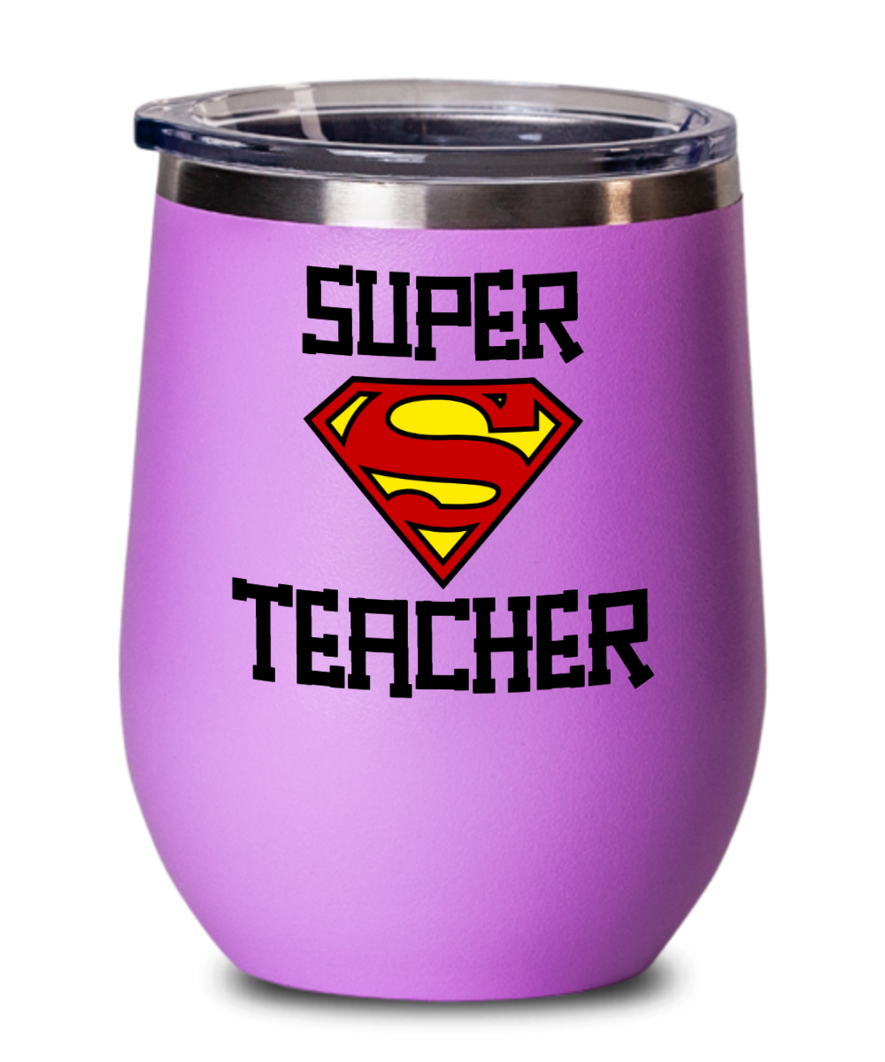 Teacher Gifts Super Teacher Birthday Christmas Gift Idea For Men Women Wine Glass