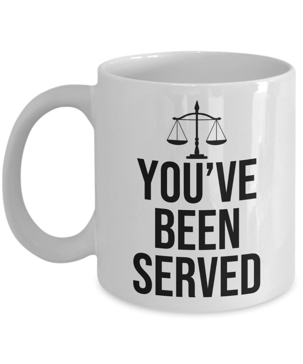 11 oz or 15 oz Coffee Mug - You've Been Served - Boyfriend, Girlfriend, Birthday, Funny, Novelty, Gift, Lawyer