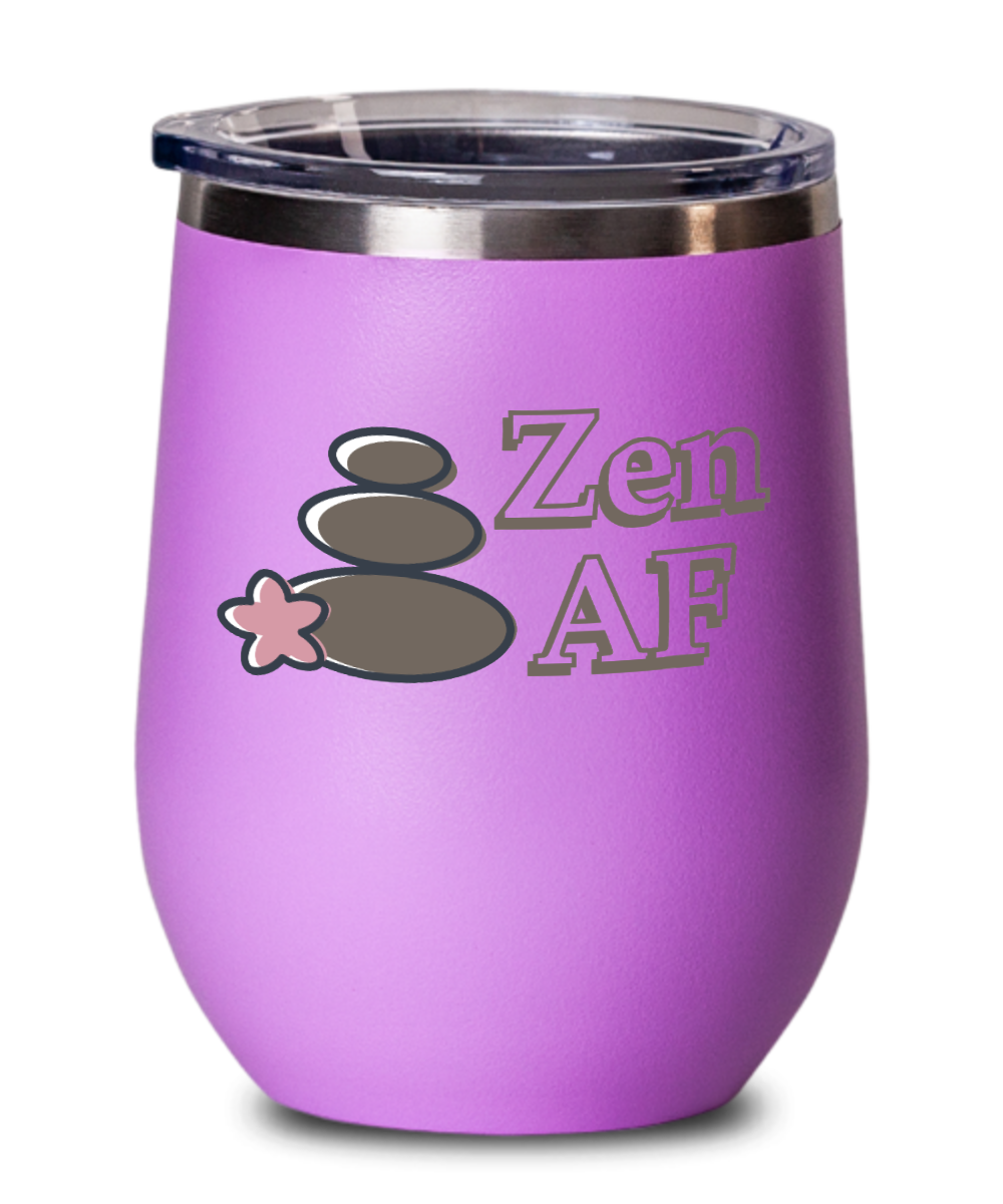 Yoga Gifts Zen Af Birthday Christmas Gift Idea For Men Women Wine Glass