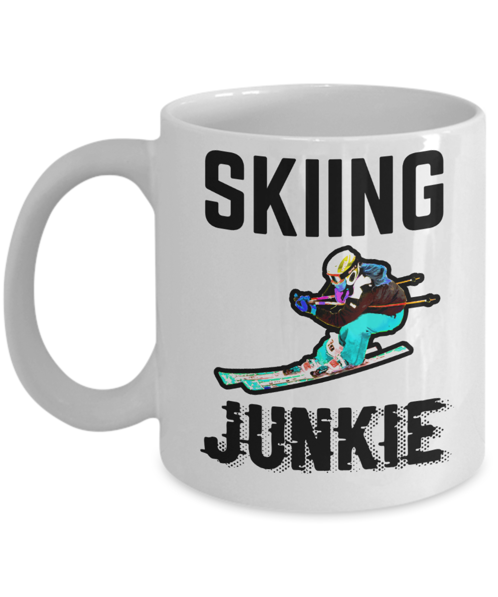 Skiing Gifts Coffee Mug Skiing Junkie Birthday Christmas Gift Idea For Men Women 11 oz or 15 oz