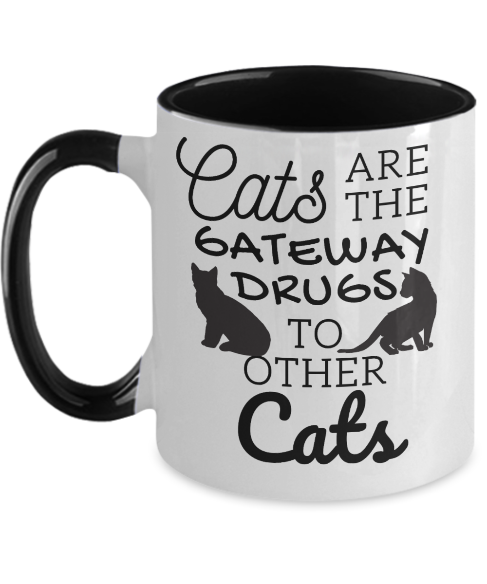 Cat Lovers Gifts Cats Are The Gateway Birthday Christmas Gift Idea Two Tone Coffee Mug 11oz