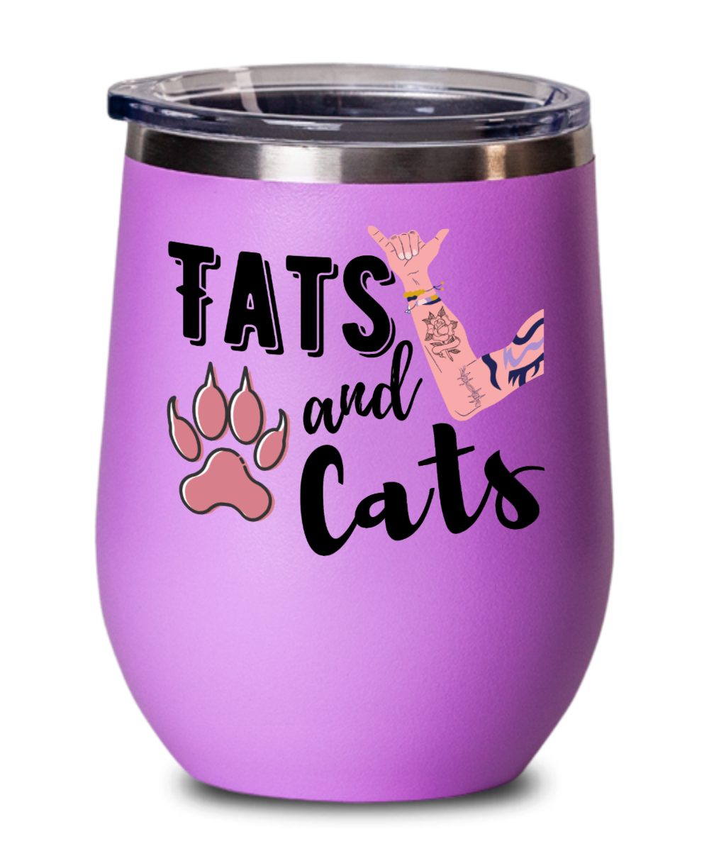 Cat Lovers Gifts Tats And Cats Birthday Christmas Gift Idea For Men Women Wine Glass