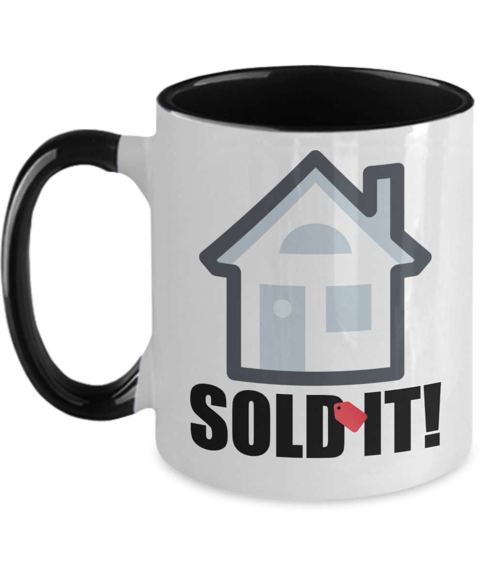 Realtor Gifts Sold It Birthday Christmas Gift Idea Two Tone Coffee Mug 11oz