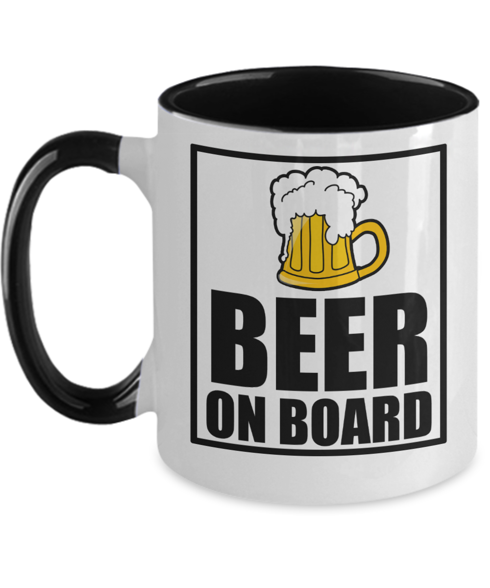 Bartender Gifts Beer On Board Birthday Christmas Gift Idea For Men Women Two Tone Coffee Mug 11oz