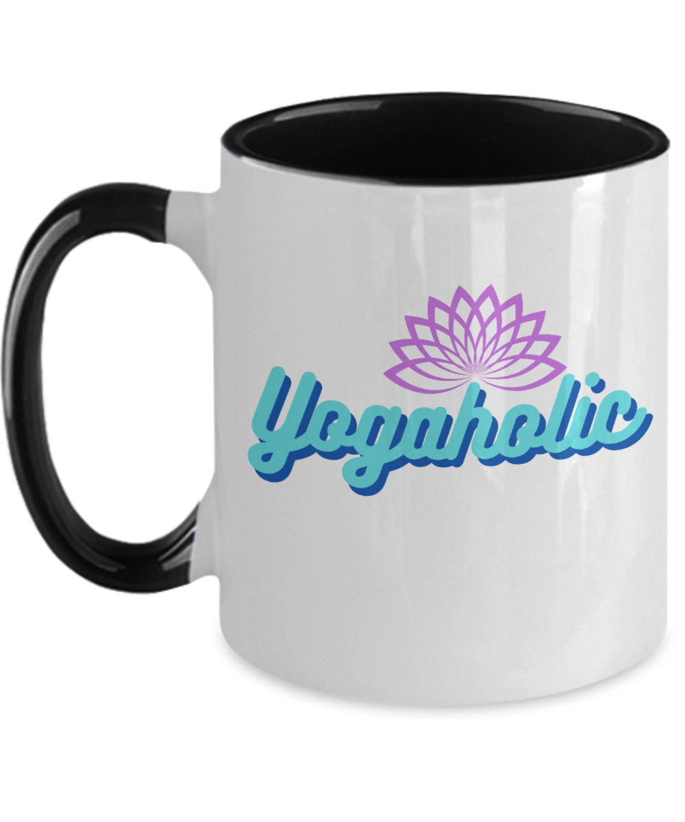 Yoga Gifts Yogaholic Birthday Christmas Gift Idea For Men Women Two Tone Coffee Mug 11oz