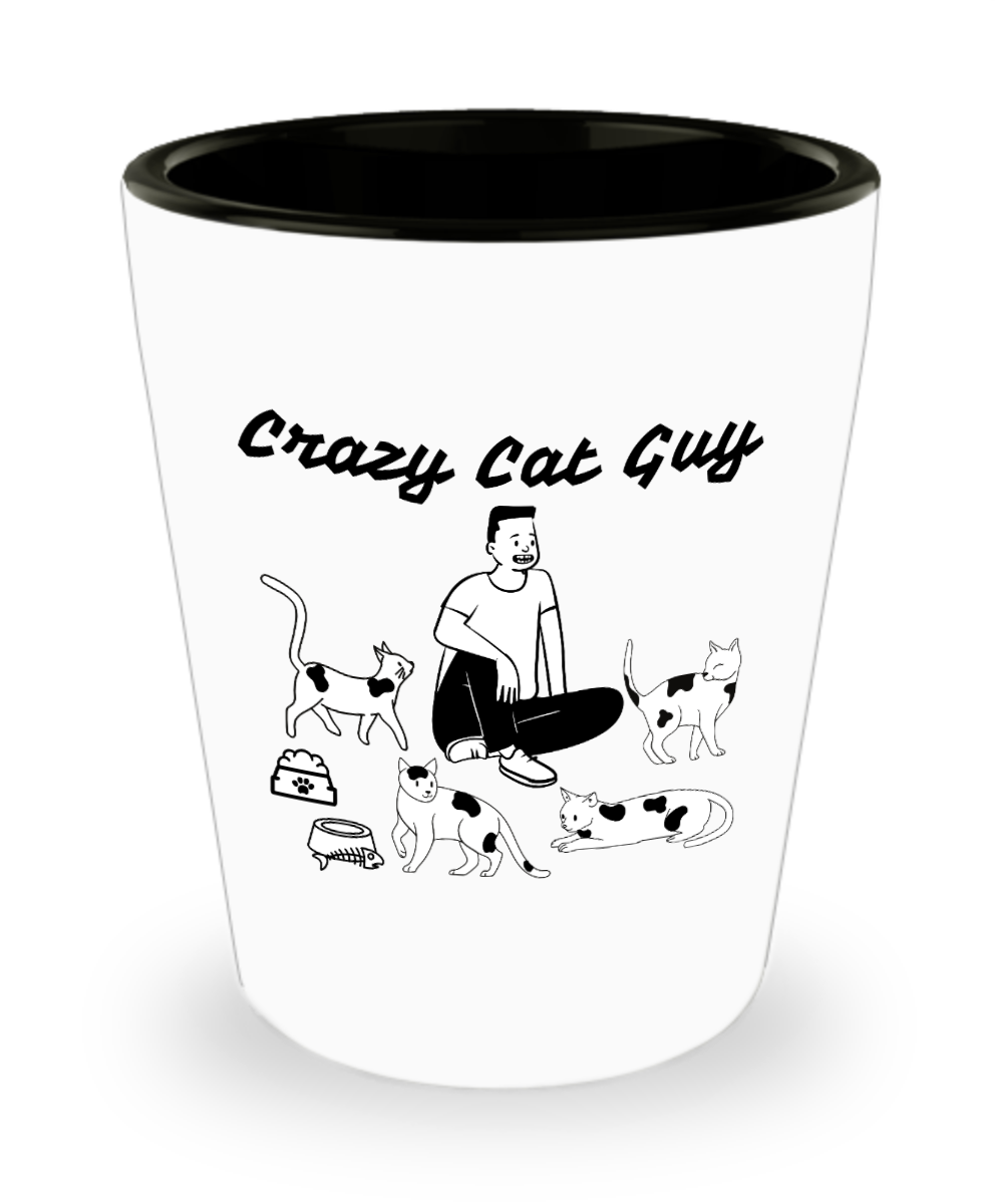 Cat Lovers Gifts Crazy Cat Guy Birthday Christmas Gift Idea For Men Shot Glass