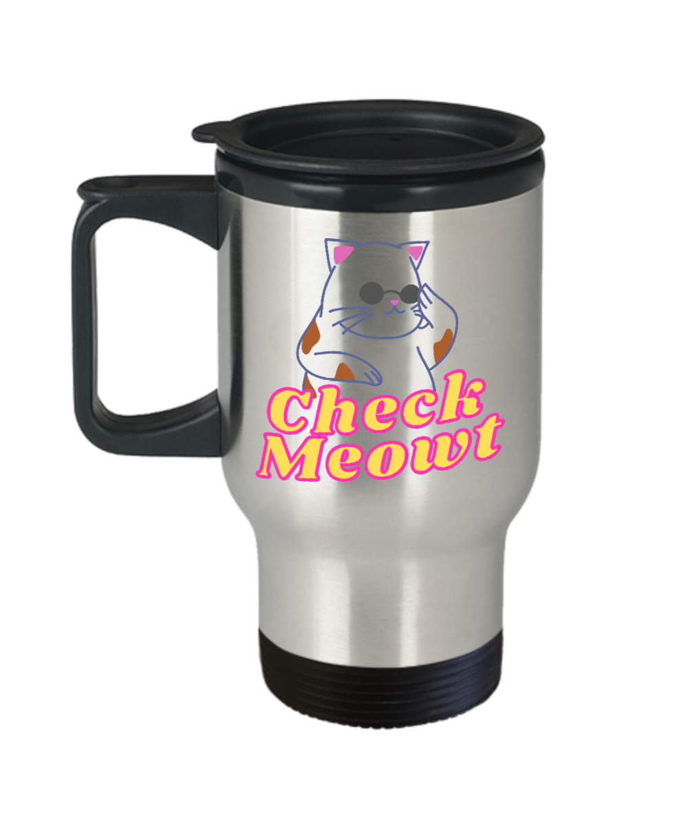 Cat Lovers Gifts Check Meowt Birthday Christmas Gift Idea For Men Women Travel Mug