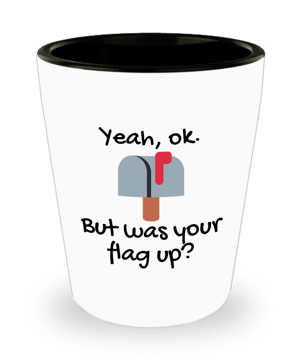 Postal Worker Gifts But Was Your Flag Up Birthday Christmas Gift Idea For Men Women Shot Glass