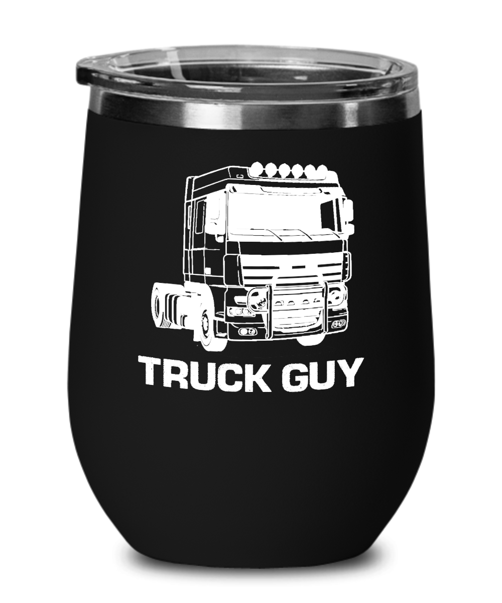 Trucker Gifts Truck Guy Birthday Christmas Gift Idea For Men Women Wine Glass