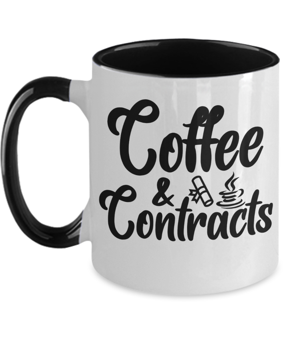 Realtor Gifts Coffee And Contracts Birthday Christmas Gift Idea Two Tone Coffee Mug 11oz