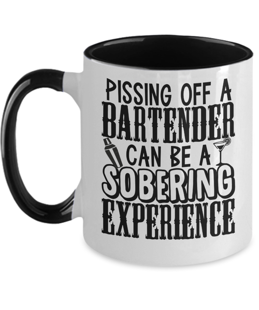 Bartender Gifts Pissing Off A Bartender Birthday Christmas Gift Idea For Men Women Two Tone Coffee Mug 11oz