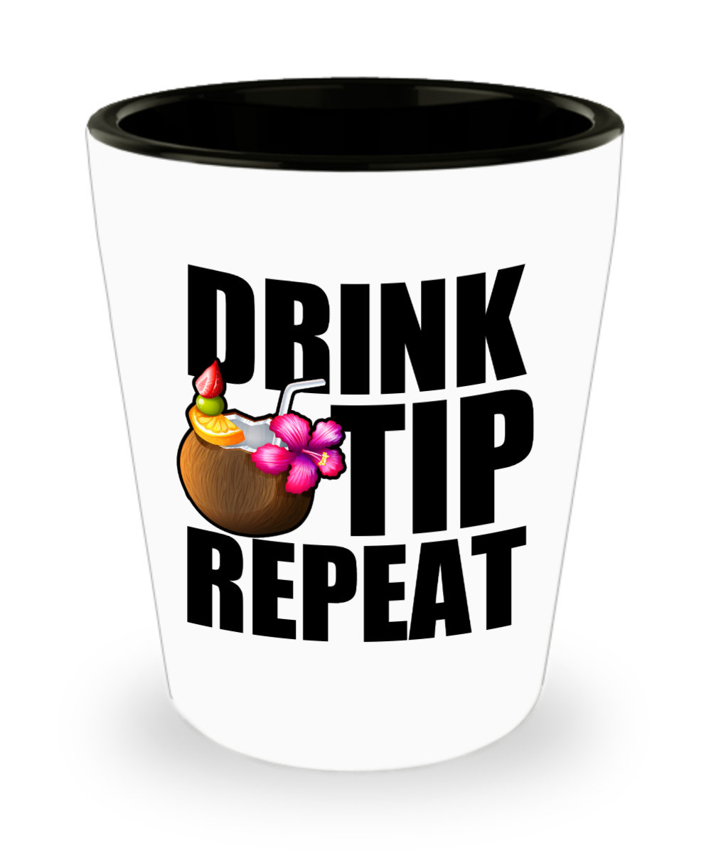 Bartender Gifts Drink Tip Repeat Birthday Christmas Gift Idea For Men Women Shot Glass