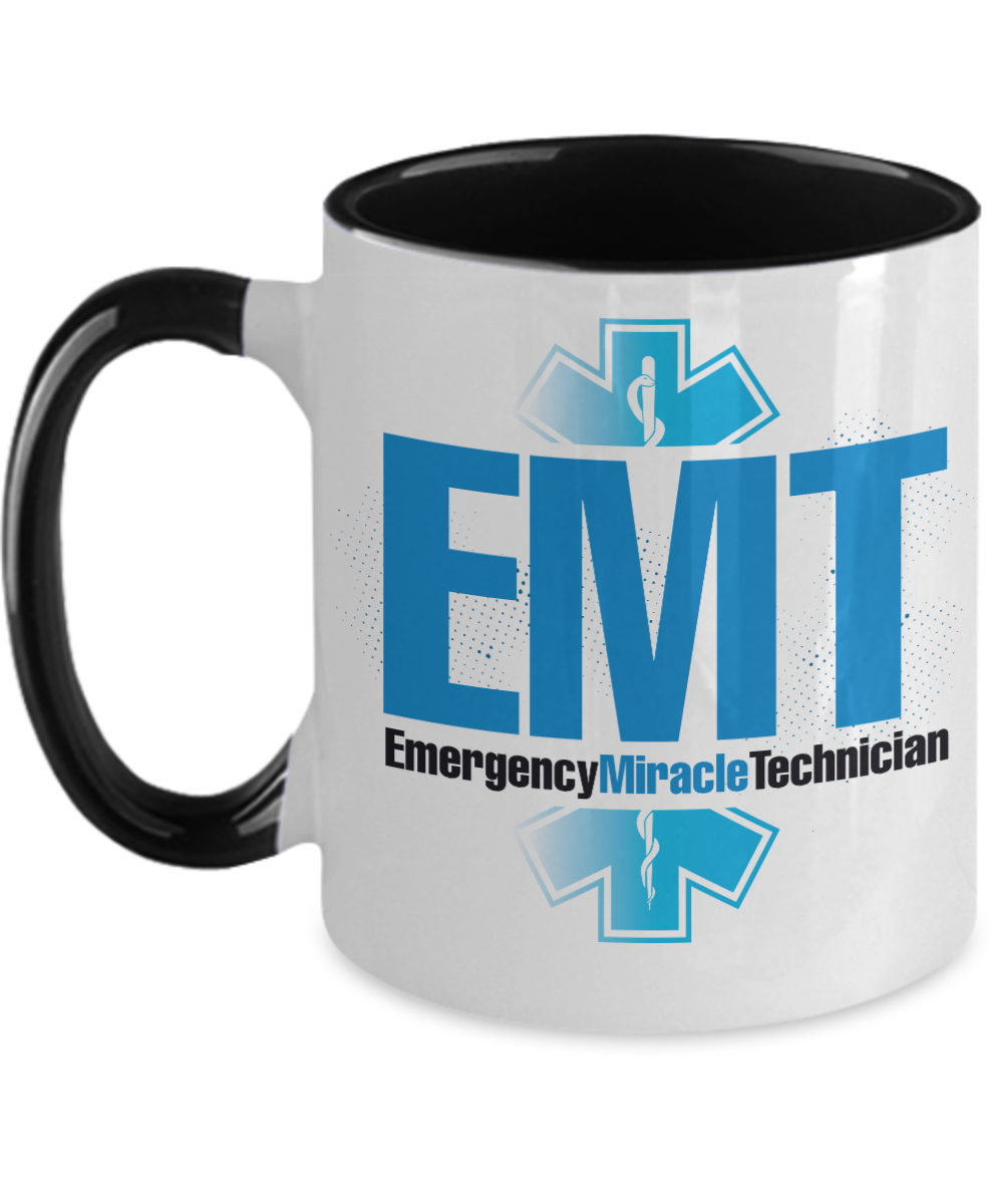 Emt Gifts Emergency Miracle Technician Birthday Christmas Gift Idea Two Tone Coffee Mug 11oz