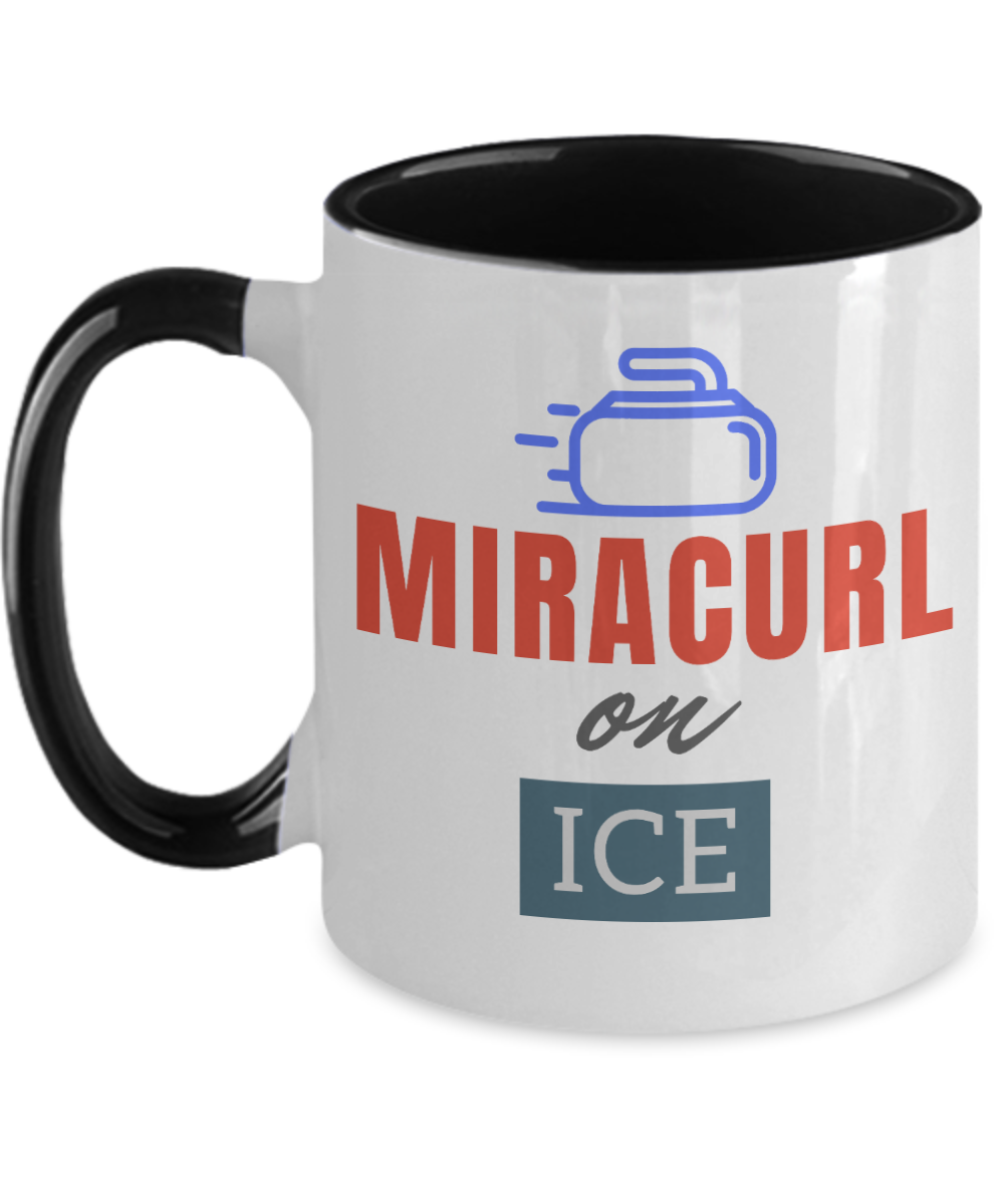 Curling Sport Gifts Miracurl On Ice Birthday Christmas Gift Idea Two Tone Coffee Mug 11oz