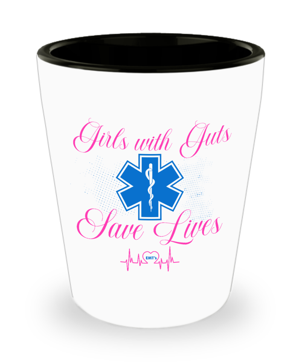 Emt Gifts Girls With Guts  Birthday Christmas Gift Idea For Women Shot Glass