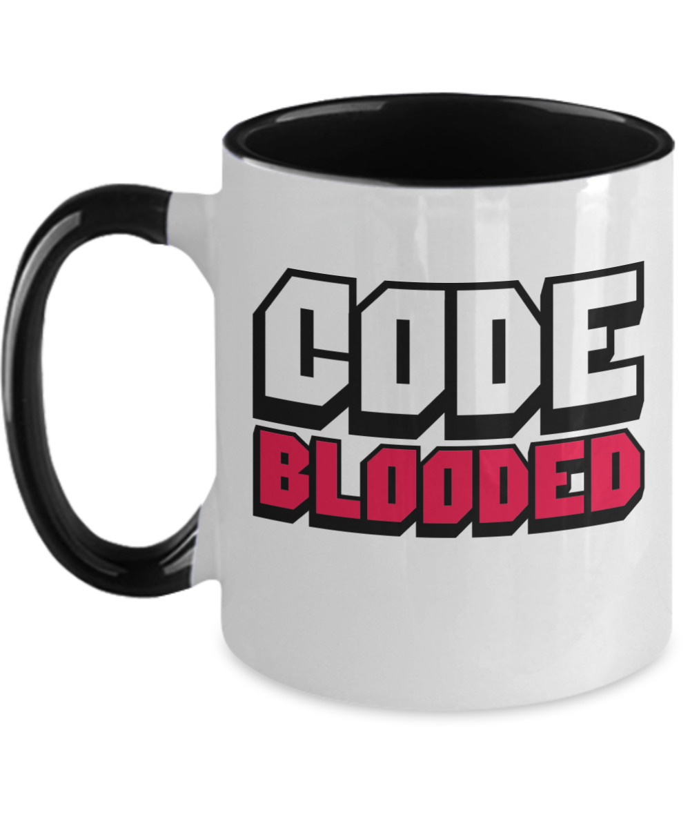 Computer Programming Gifts Code Blooded Birthday Christmas Gift Idea For Men Women Two Tone Coffee Mug 11oz