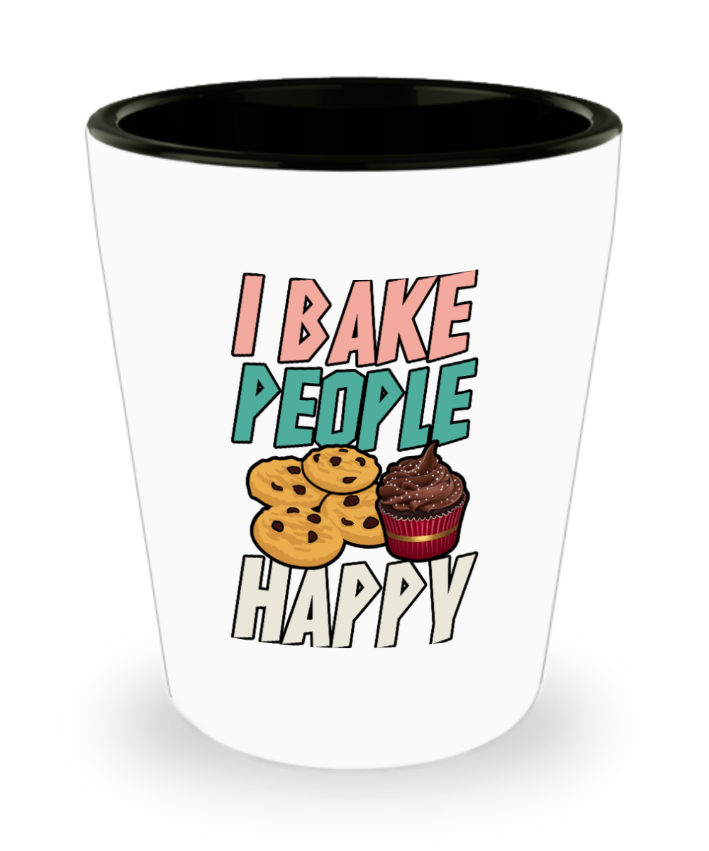 Baking Gifts I Bake People Happy Birthday Christmas Gift Idea For Men Women Shot Glass