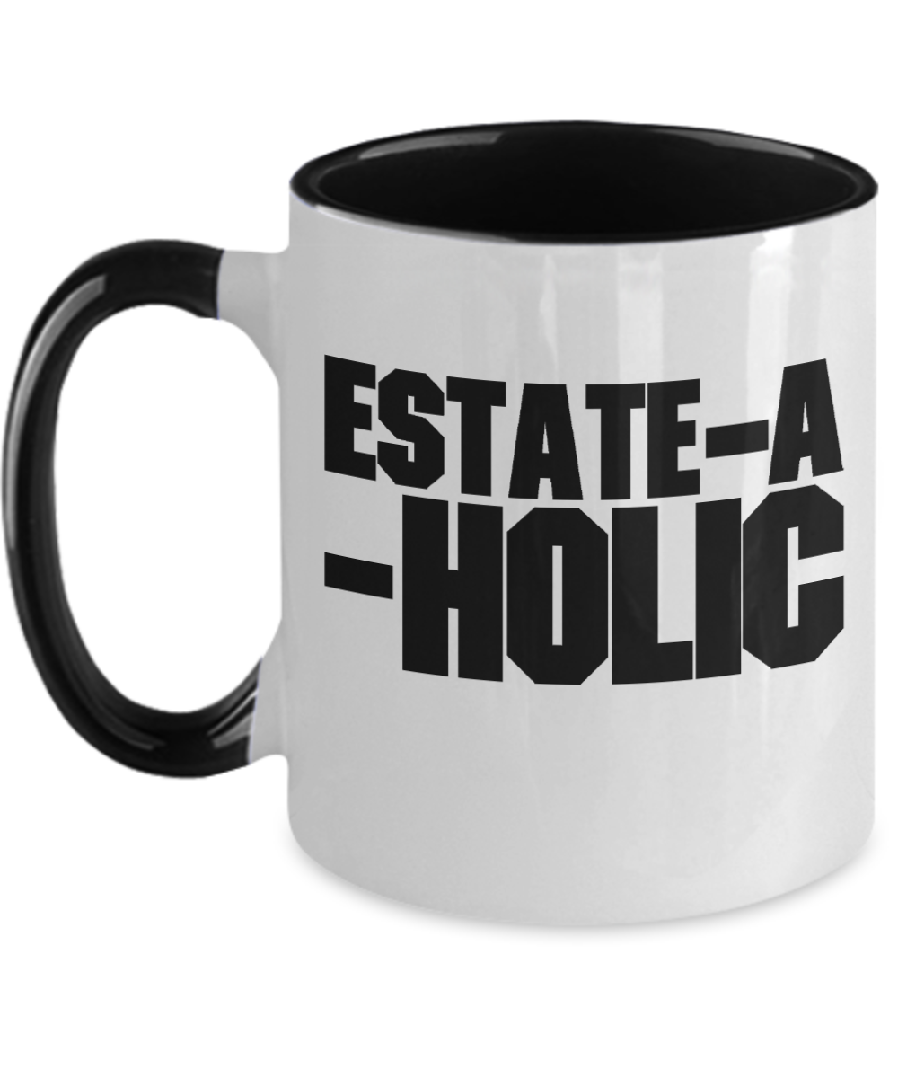 Realtor Gifts Estate A Holic Birthday Christmas Gift Idea Two Tone Coffee Mug 11oz