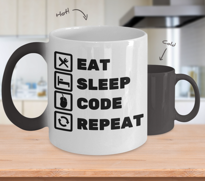 Programming Gifts Eat Sleep Code Repeat Birthday Christmas Gift Idea Color Changing Coffee Mug