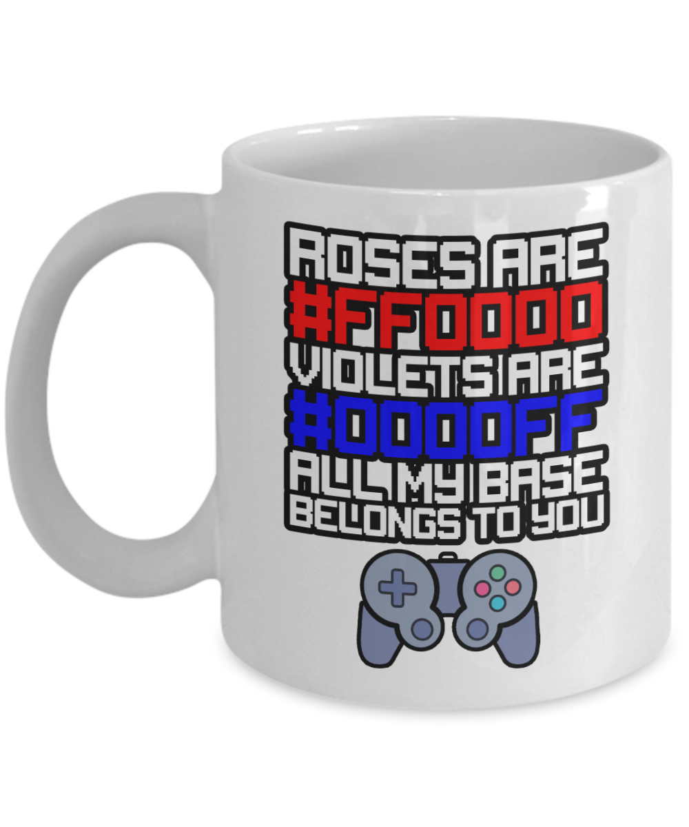 Computer Programming Gifts Coffee Mug Roses Are FF0000 Violets 0000FF Birthday Christmas Gift Idea For Men Women 11 oz or 15 oz