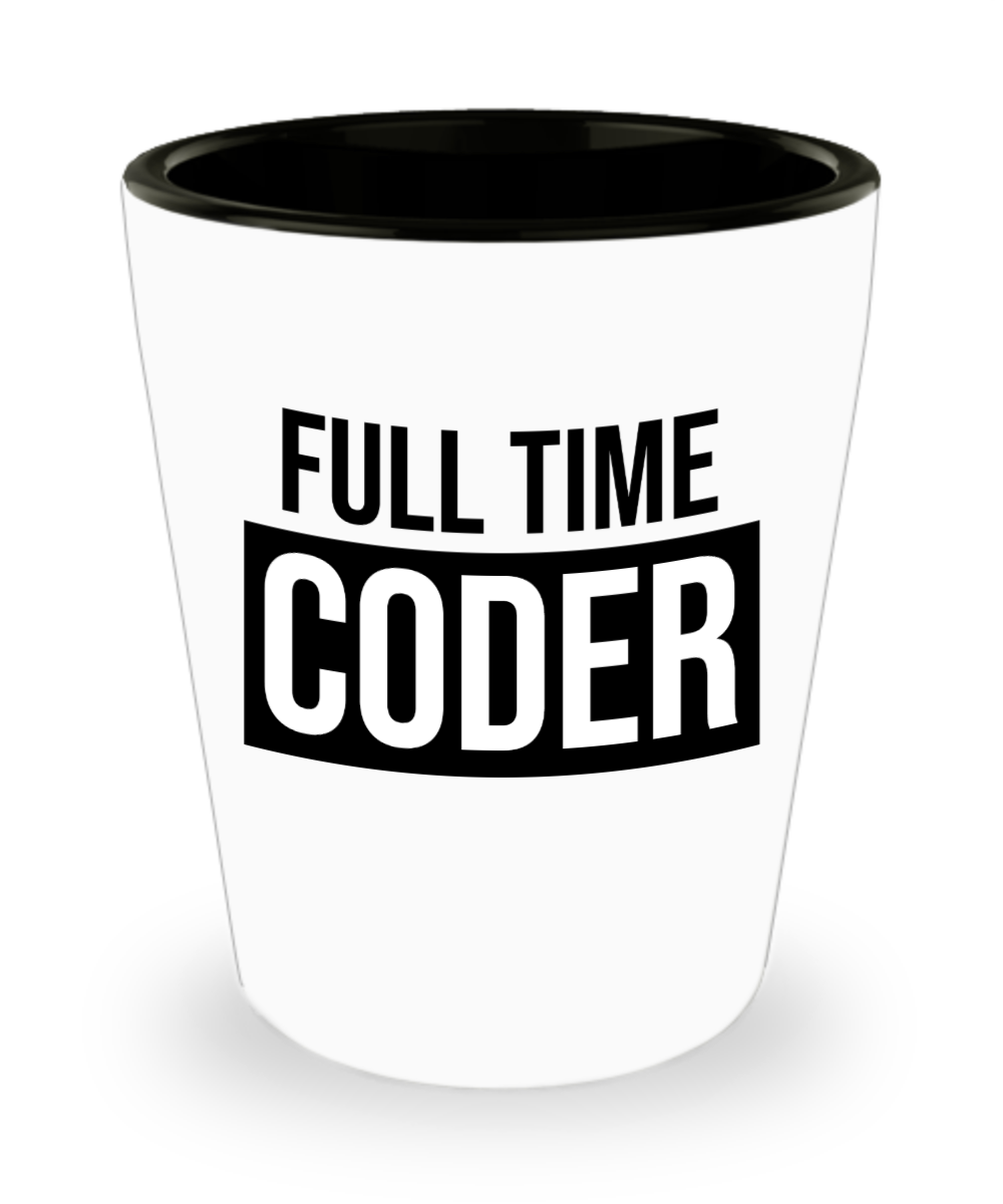 Computer Programming Gifts Full Time Coder Birthday Christmas Gift Idea For Men Women Shot Glass